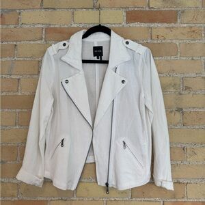 NIC & ZOE White Linen Moto Jacket